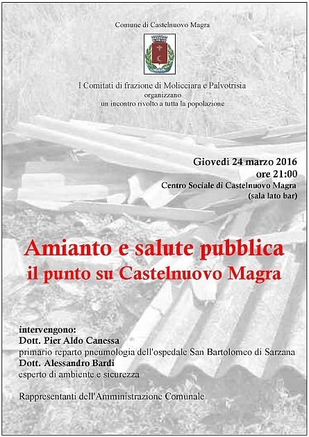 Conferenza Amianto a Castelnuovo Magra